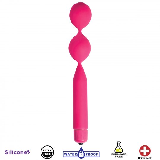 Double Vibrating Silicone Kegel Weight-Pink