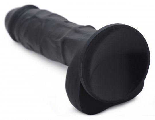 Power Pecker 7 inch Silicone Dildo with Balls-Black